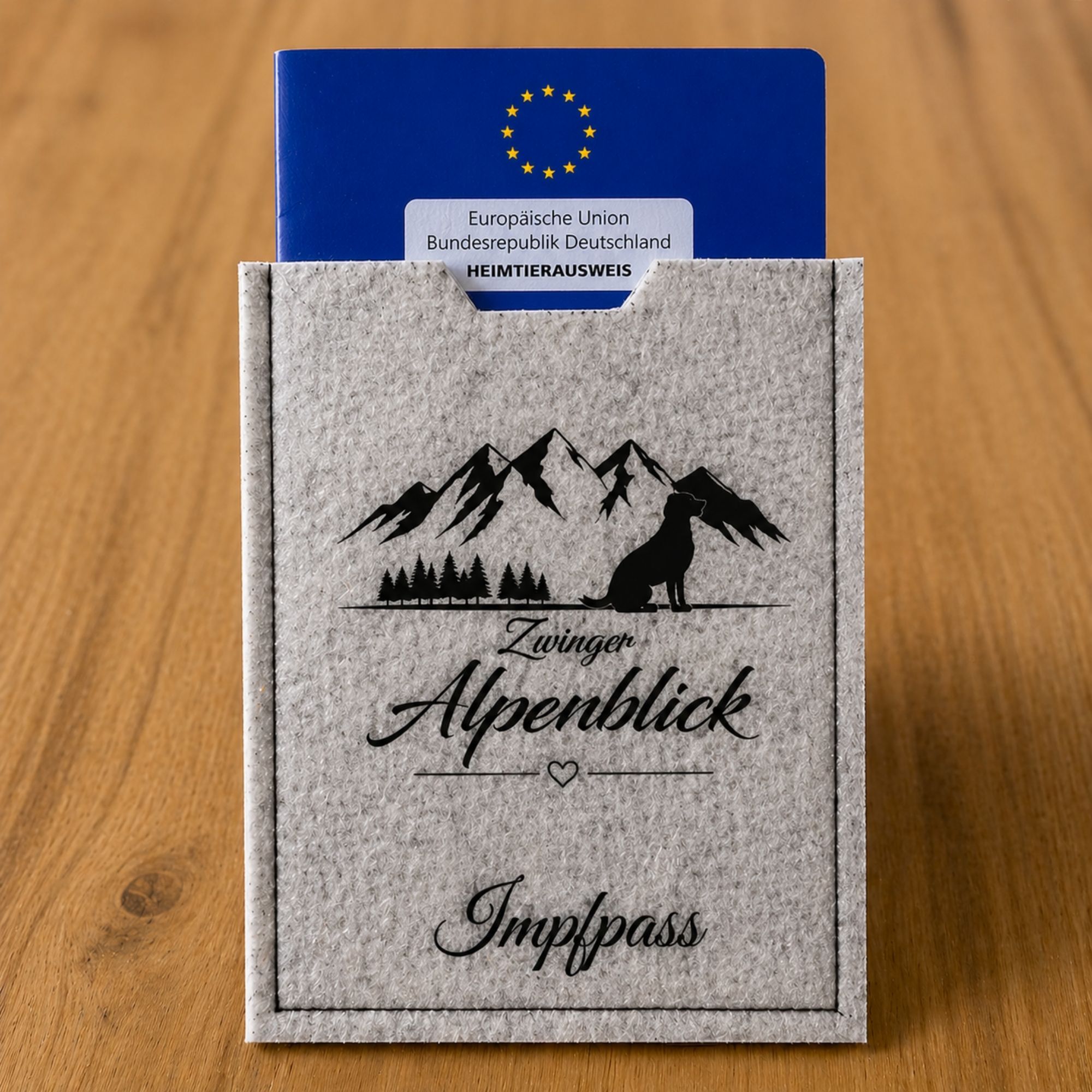 personalisierte impfpasshülle aus filz mit namen oder züchterlogo personalisierte impfpasshülle aus filz mit namen oder züchterlogo
